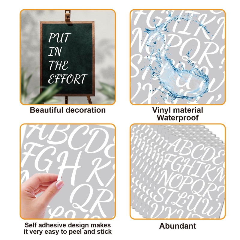 Bemeol 864 Pieces Letter Stickers 24 Sheets 2 Inch Alphabet Letter Stickers Self Adhesive Stickers Letters For Bulletin Board Classroom Mailbox Door Home Decor(White) - Image 3